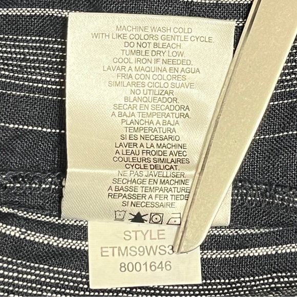 NWT Ellen Tracy Navy Striped 100% Linen Elastic Waist Skirt Size Large - Picture 7 of 9